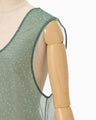 Floral Jacquard Sheer Sleeveless Top - green