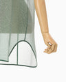 Floral Jacquard Sheer Sleeveless Top - green