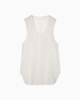 Floral Jacquard Sheer Sleeveless Top - white