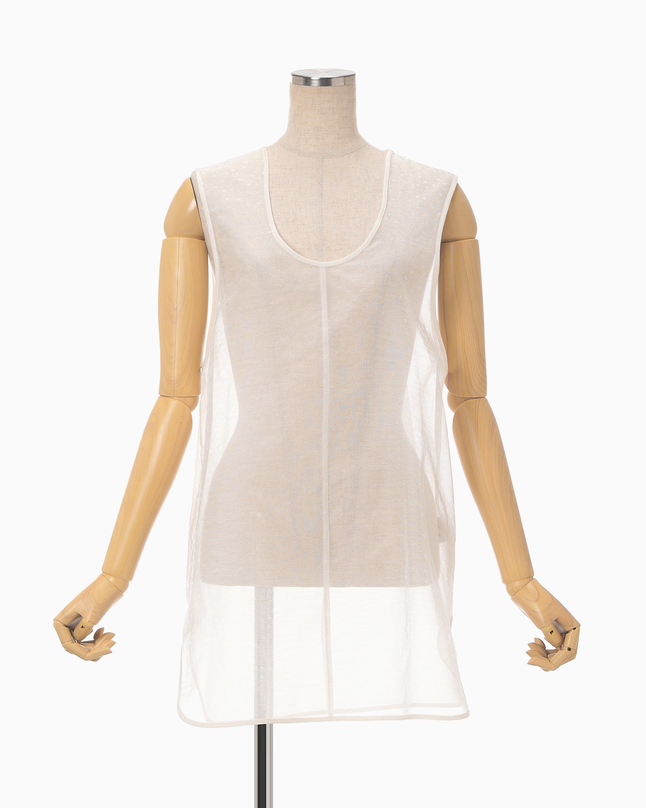 Floral Jacquard Sheer Sleeveless Top - white - Mame Kurogouchi