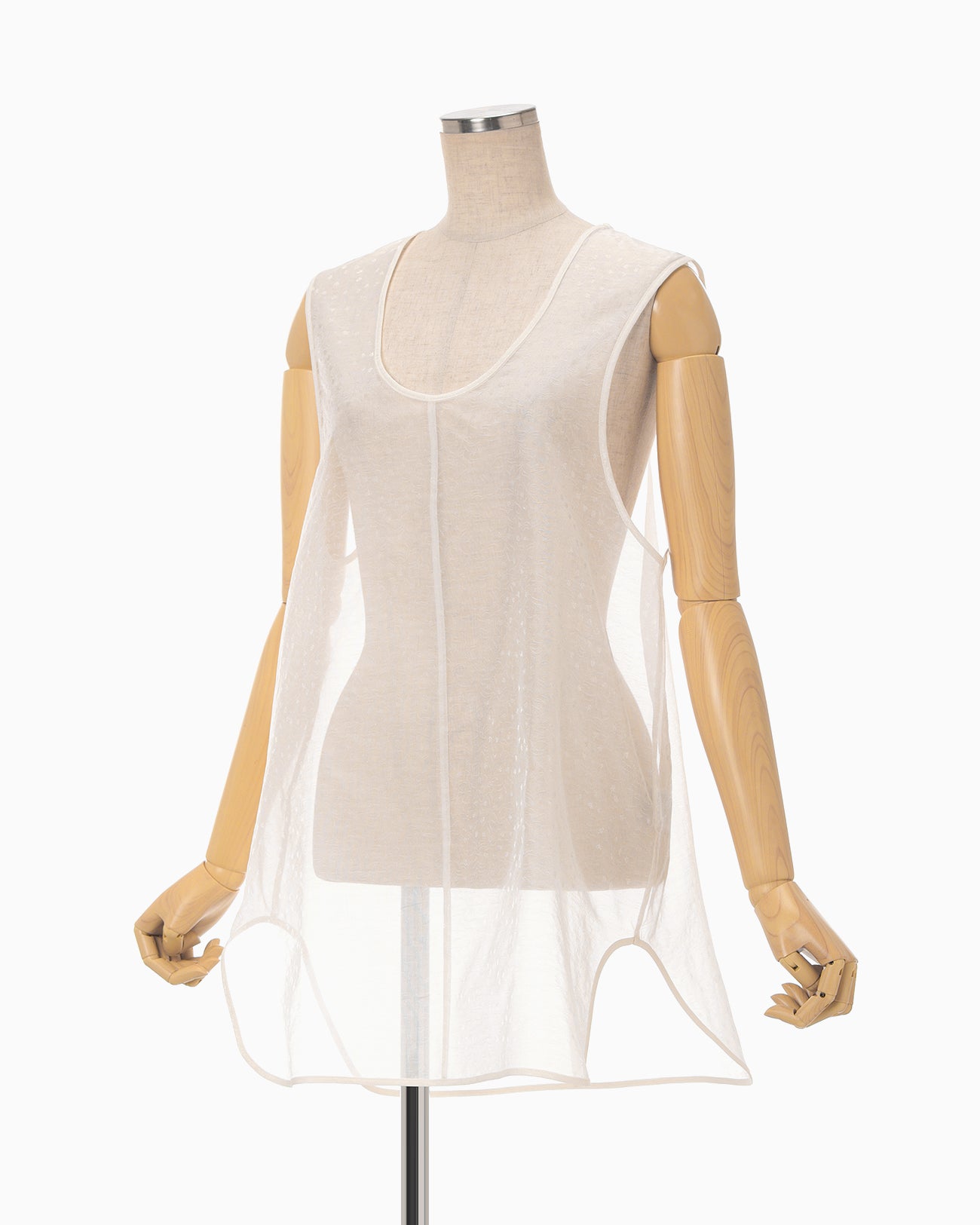 Floral Jacquard Sheer Sleeveless Top - white - Mame Kurogouchi