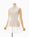 Floral Jacquard Sheer Sleeveless Top - white