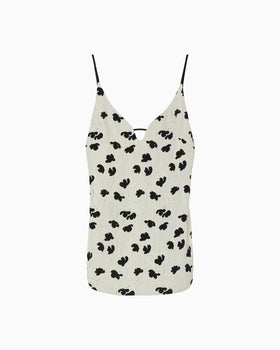 Double Layered Floral Jacquard Camisole - ecru