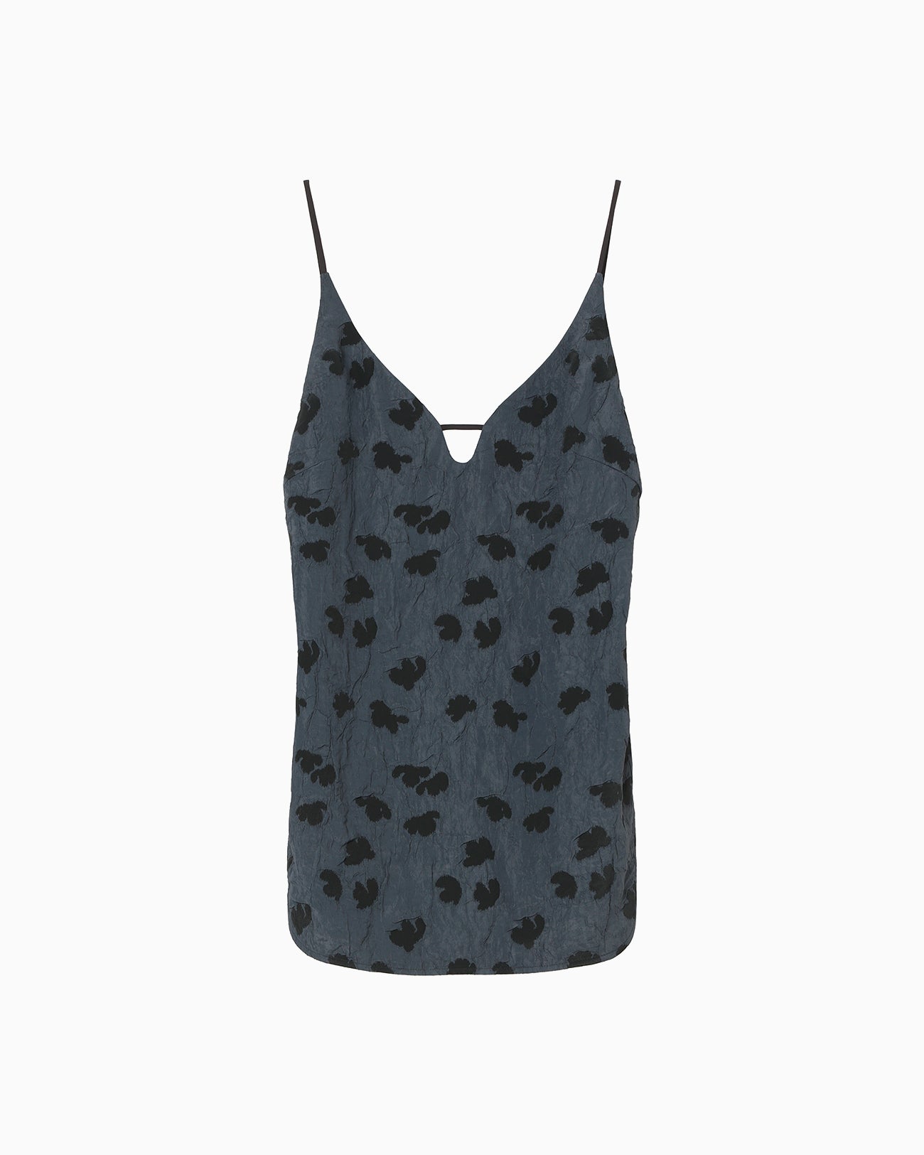 Double Layered Floral Jacquard Camisole - navy - Mame Kurogouchi