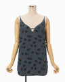 Double Layered Floral Jacquard Camisole - navy