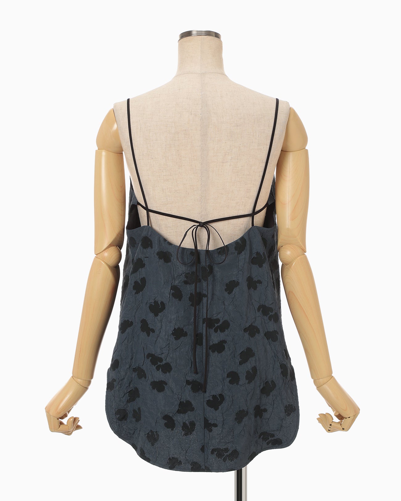 Double Layered Floral Jacquard Camisole - navy - Mame Kurogouchi