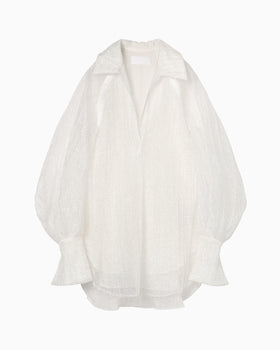 Shimmering Plunge Shirt - white