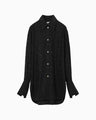 Floral Jacquard Oversized Shirt - black