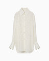 Floral Jacquard Oversized Shirt - ecru