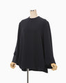 Triacetate 3D Floral Embroidery Top - navy
