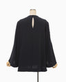 Triacetate 3D Floral Embroidery Top - navy