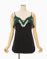 Triacetate Embroidery Camisole Top - black