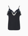 Triacetate Embroidery Camisole Top - navy