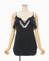 Triacetate Embroidery Camisole Top - navy