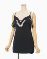 Triacetate Embroidery Camisole Top - navy