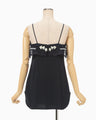 Triacetate Embroidery Camisole Top - navy