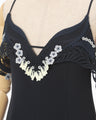 Triacetate Embroidery Camisole Top - navy