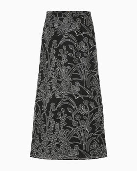 Washi Print Sheer Skirt - black