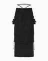 Nylon Skirt with Cording Embroidery Detail - black