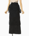 Nylon Skirt with Cording Embroidery Detail - black