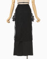 Nylon Skirt with Cording Embroidery Detail - black