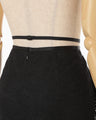 Nylon Skirt with Cording Embroidery Detail - black