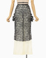Nylon Skirt with Cording Embroidery Detail - ecru