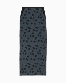Double Layered Floral Jacquard Skirt - navy