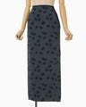 Double Layered Floral Jacquard Skirt - navy