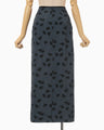 Double Layered Floral Jacquard Skirt - navy