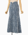 Floral Jacquard Denim Skirt - blue