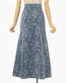 Floral Jacquard Denim Skirt - blue