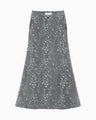 Floral Jacquard Denim Skirt - grey