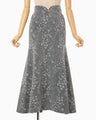 Floral Jacquard Denim Skirt - grey