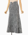 Floral Jacquard Denim Skirt - grey