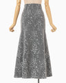 Floral Jacquard Denim Skirt - grey