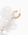 Floral Motif Long Earring - white