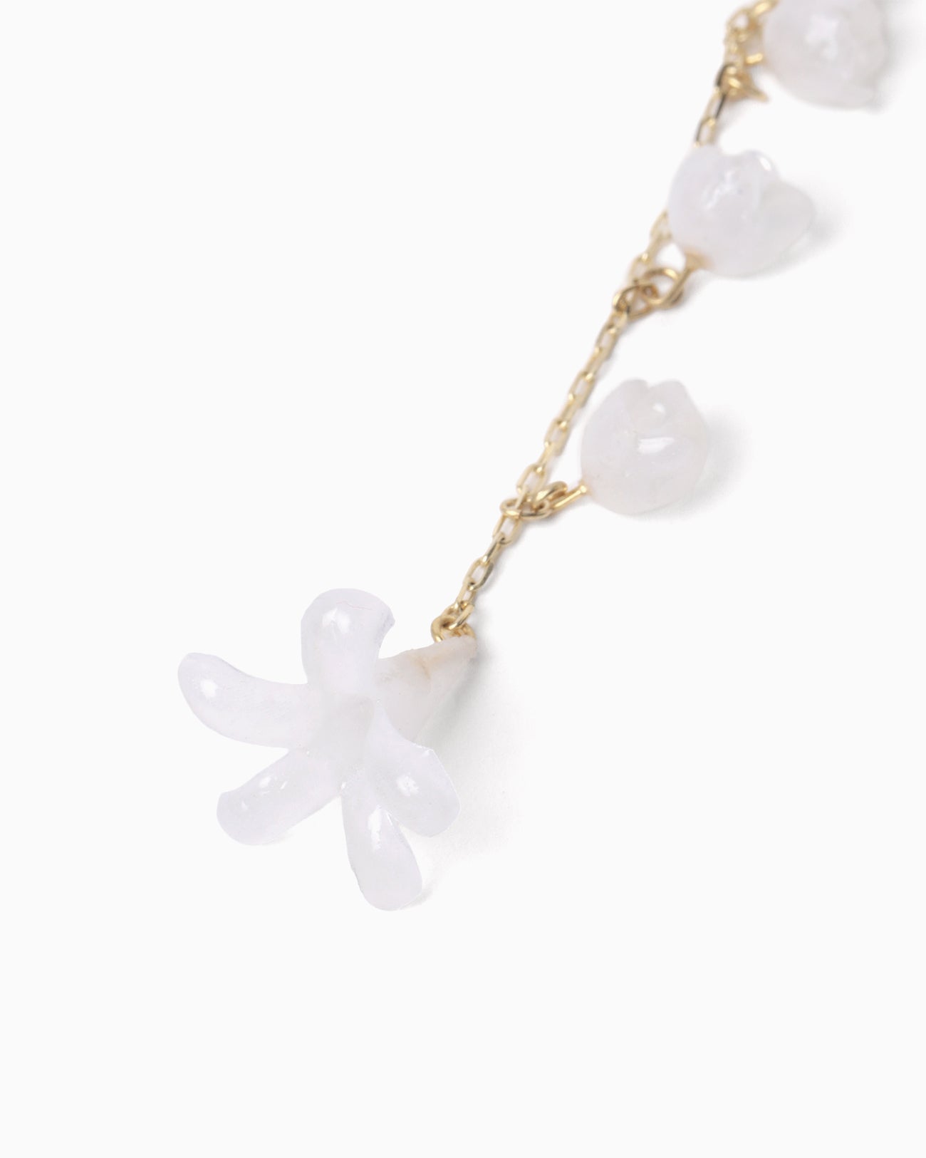 Floral Motif Long Earring - white - Mame Kurogouchi