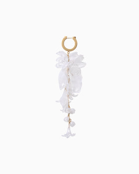 Floral Motif Short Earring - white