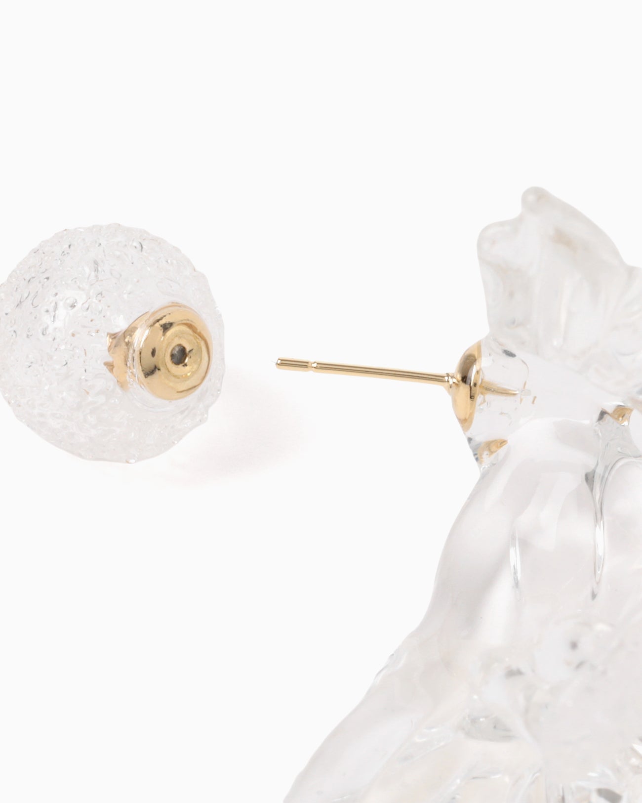 Floral Motif Handcrafted Glass Earring - clear - Mame Kurogouchi