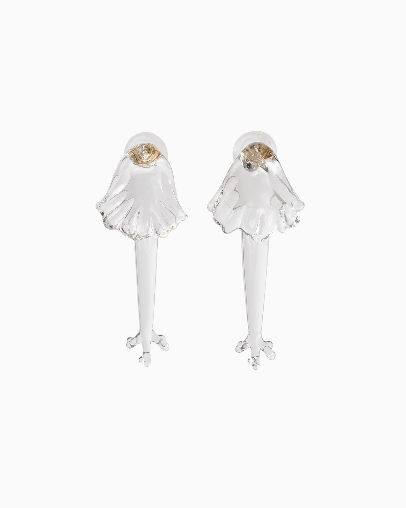 Floral Motif Handcrafted Glass Earring - clear - Mame Kurogouchi