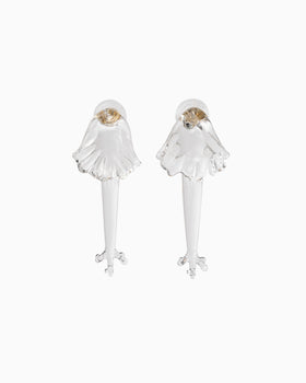 Floral Motif Handcrafted Glass Earring - clear