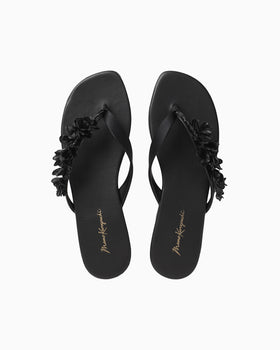 Floral Motif Sandals - black