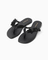 Floral Motif Sandals - black