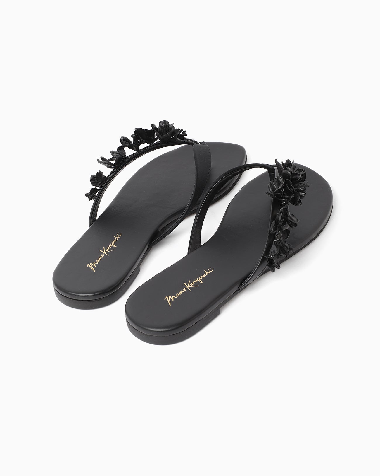 Floral Motif Sandals - black - Mame Kurogouchi