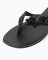Floral Motif Sandals - black