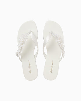 Floral Motif Sandals - white
