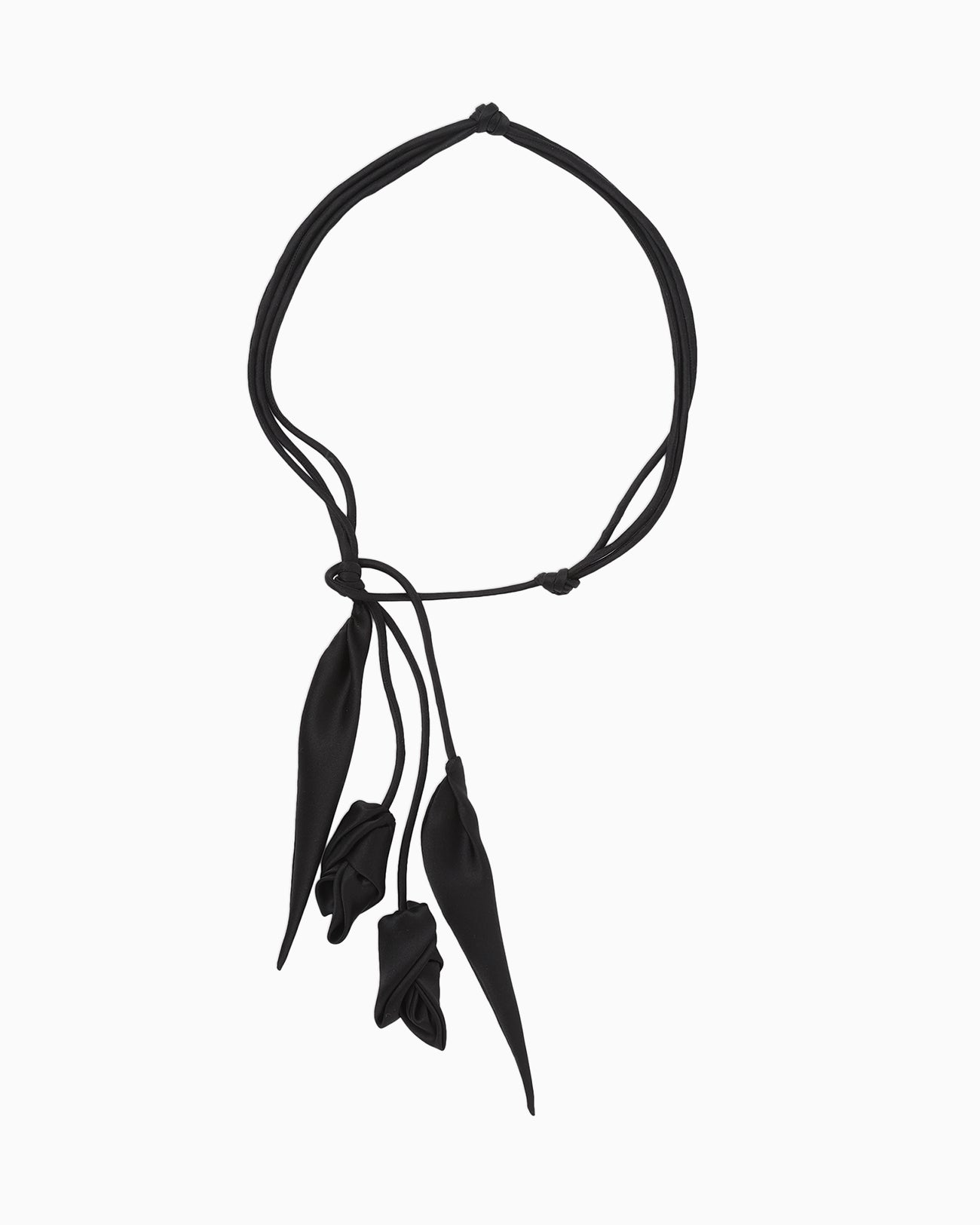 Floral Motif Silk Belt - black - Mame Kurogouchi