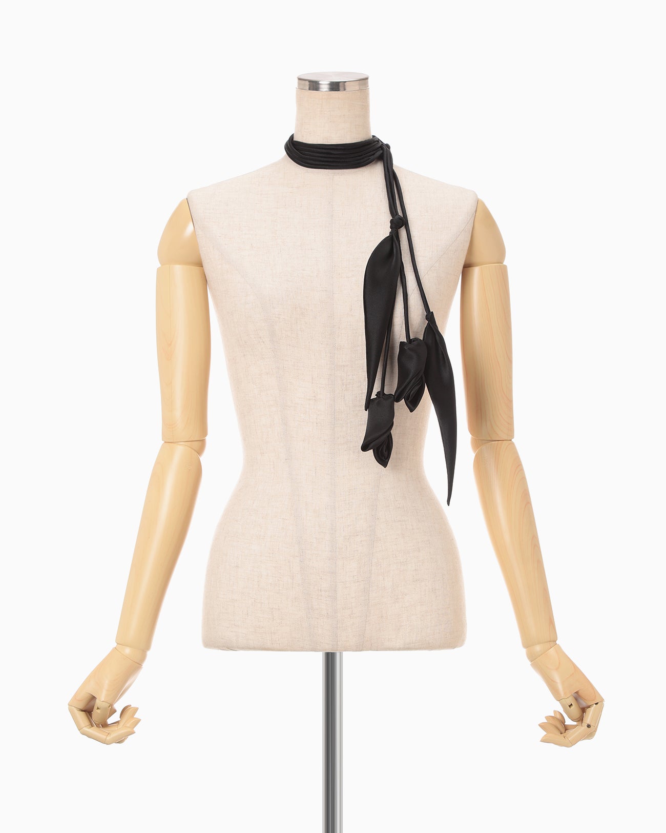 Floral Motif Silk Belt - black - Mame Kurogouchi