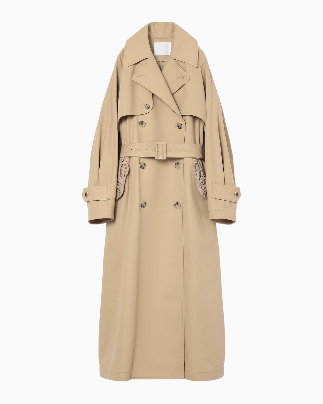 Cording Embroidery Detailed Trench Coat - beige - Mame Kurogouchi
